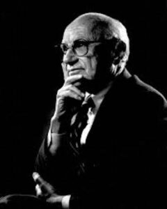 A photo of Milton Friedman.