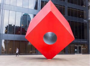 “Red Cube” by Isamu Noguchi, 1968